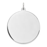 Sterling Silver Rhod-plated Eng. Rnd Polish Front/Satin Back Disc Charm